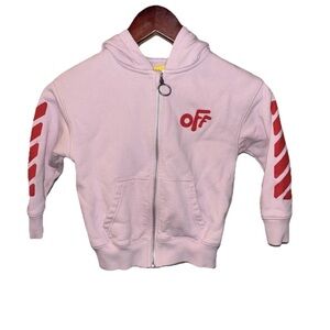 Off-White Kids Hoodie in Pink with Red Details